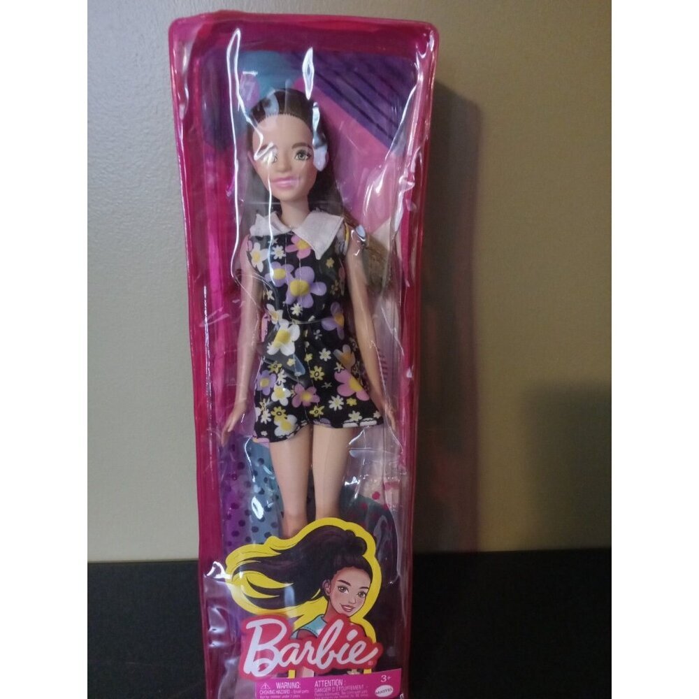 Barbie Fashionistas #187 Doll – Floral Dress, Hearing Aid – Rare Defect